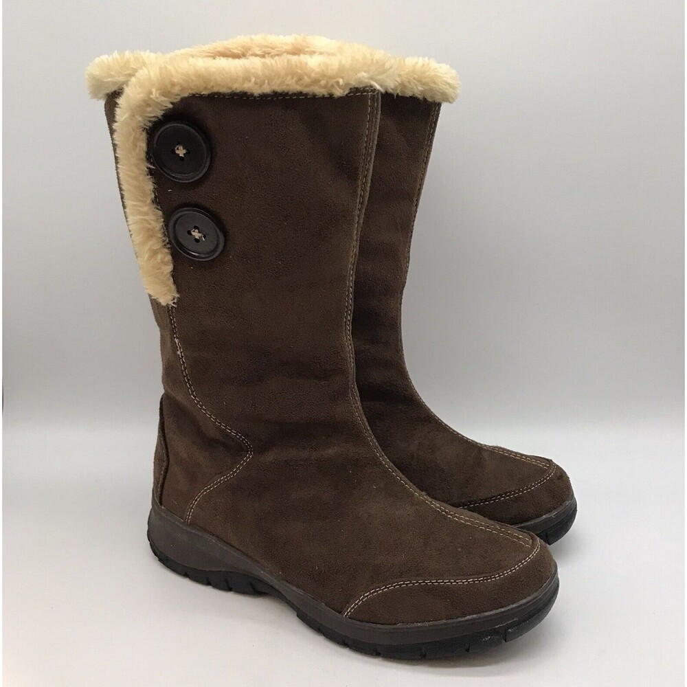 Itasca Blitzen Women's 7 Brown Suede Boots Fur Lined Mid Calf Warm Winter Boots - Picture 3 of 10
